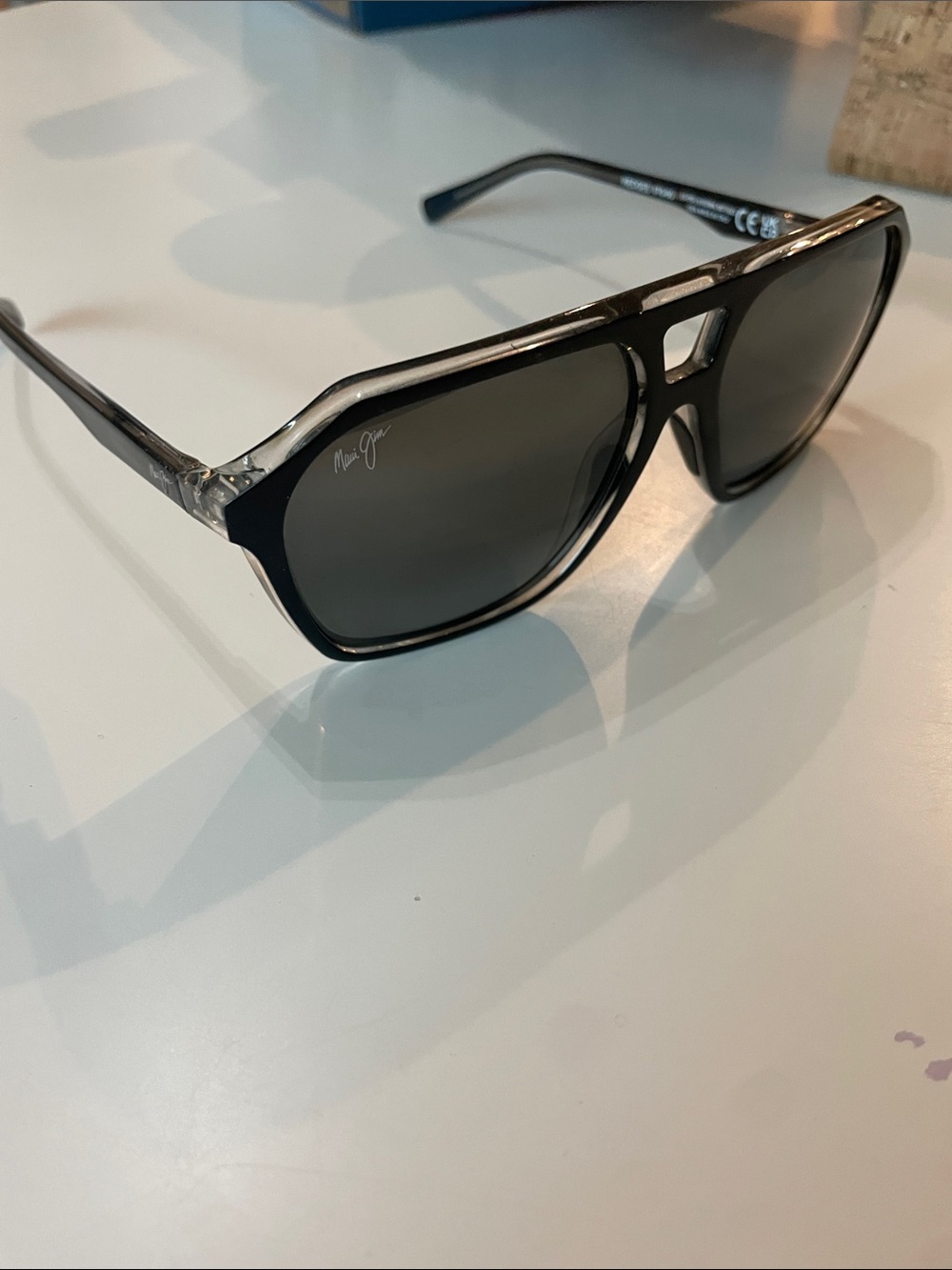 Maui Jim Wedge Black Aviator Sunglasses with Gray Lenses - Picture 5 of 5